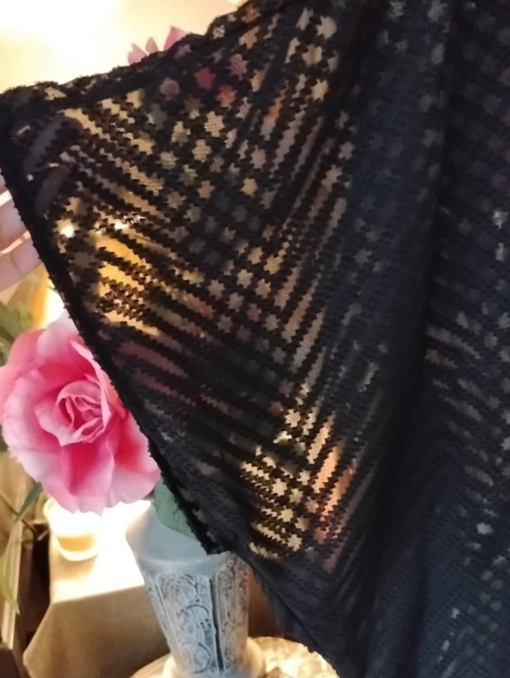 Maurices Black Sheer Patterned Kimono